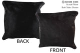 Solid Black 16"x16" Brazilian Cowhide Pillow #75028 by Hudson Hides