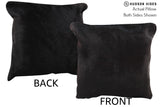 Solid Black 16"x16" Brazilian Cowhide Pillow #75035 by Hudson Hides