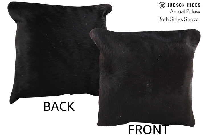 Solid Black 16"x16" Brazilian Cowhide Pillow #75035 by Hudson Hides