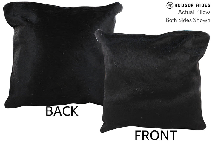 Solid Black 16"x16" Brazilian Cowhide Pillow #75050 by Hudson Hides