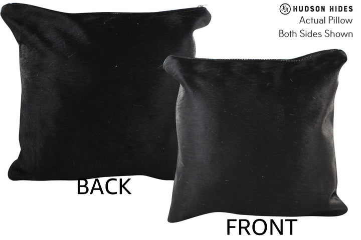 Solid Black 16"x16" Brazilian Cowhide Pillow #75056 by Hudson Hides