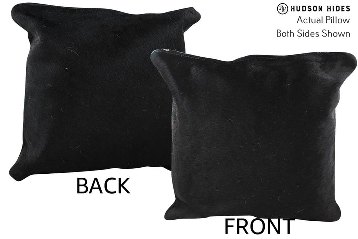 Solid Black 16"x16" Brazilian Cowhide Pillow #75065 by Hudson Hides