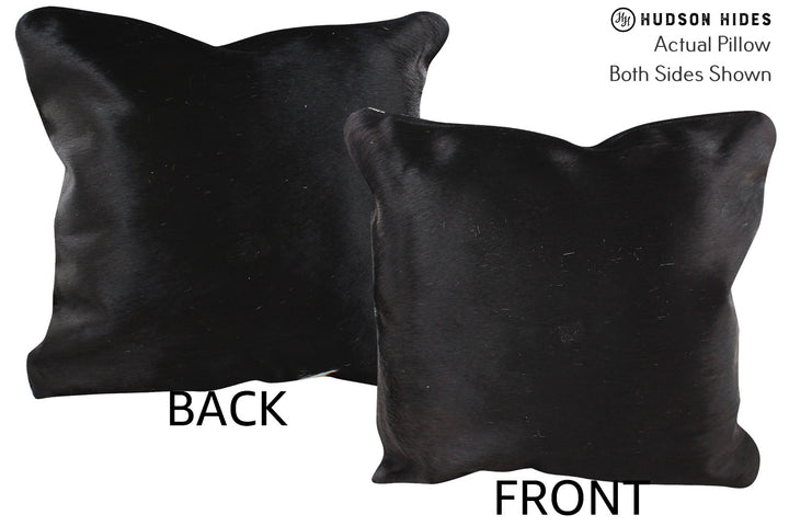 Solid Black 16"x16" Brazilian Cowhide Pillow #75072 by Hudson Hides
