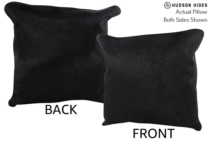 Solid Black 16"x16" Brazilian Cowhide Pillow #75081 by Hudson Hides