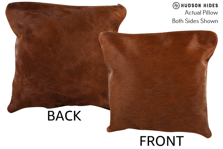 Solid Brown 16"x16" Brazilian Cowhide Pillow #75088 by Hudson Hides