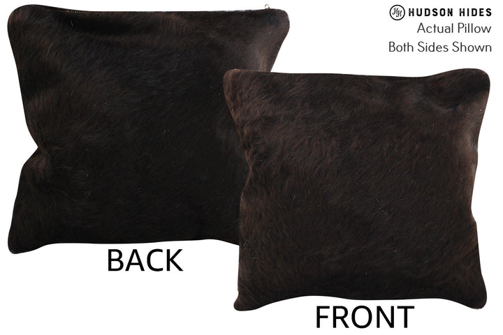 Solid Black 16"x16" Brazilian Cowhide Pillow #75093 by Hudson Hides
