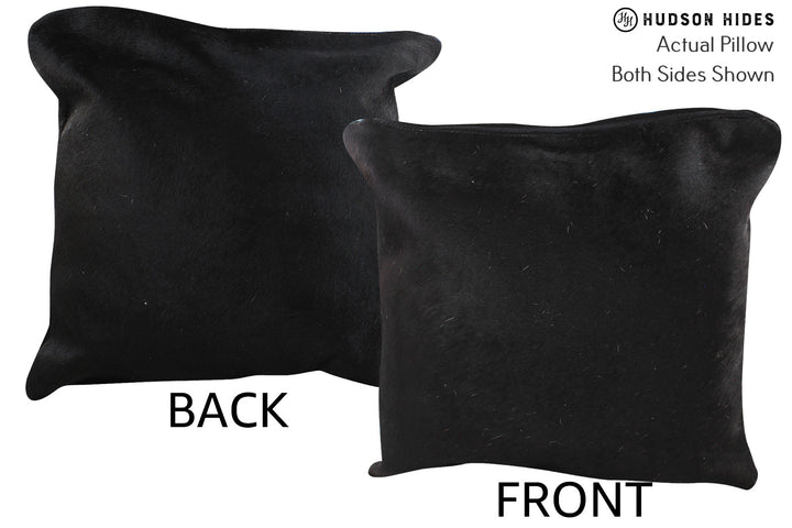 Solid Black 16"x16" Brazilian Cowhide Pillow #75097 by Hudson Hides