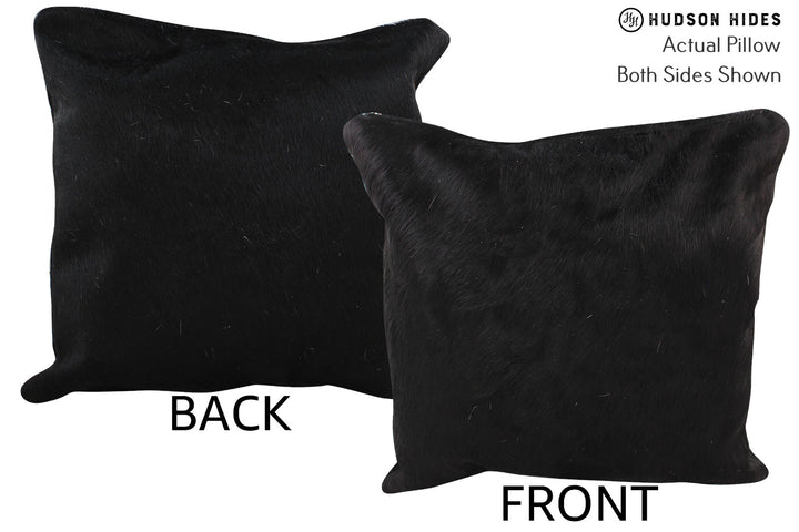 Solid Black 16"x16" Brazilian Cowhide Pillow #75103 by Hudson Hides