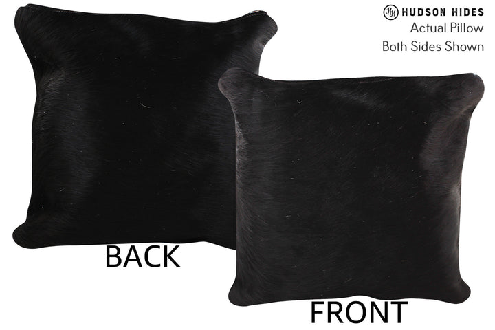 Solid Black 16"x16" Brazilian Cowhide Pillow #75146 by Hudson Hides
