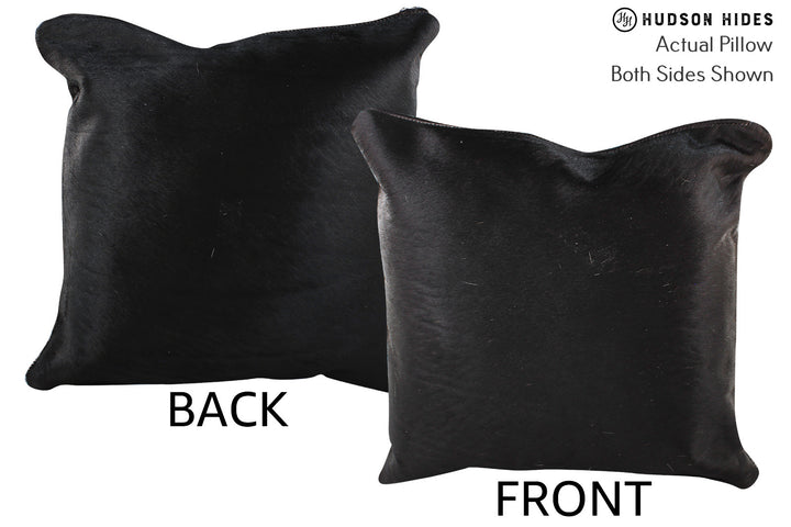 Solid Black 16"x16" Brazilian Cowhide Pillow #75152 by Hudson Hides