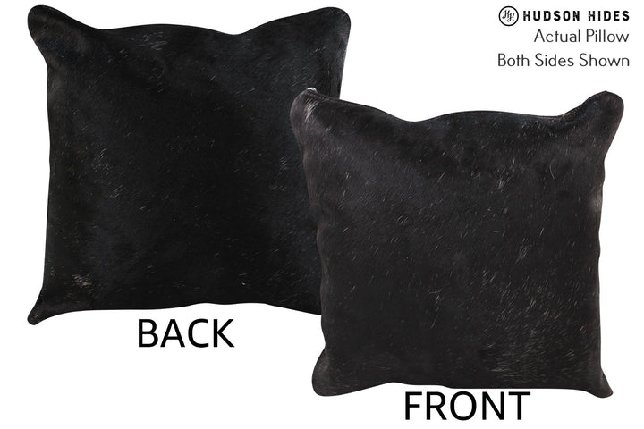Solid Black 16"x16" Brazilian Cowhide Pillow #75319 by Hudson Hides