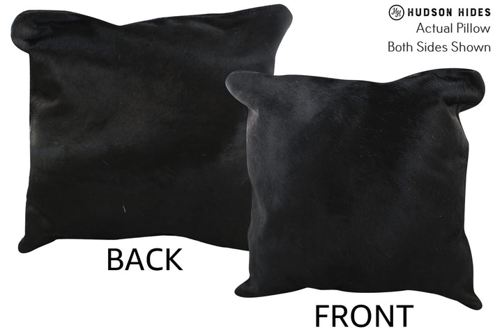 Solid Black 20"x20" Brazilian Cowhide Pillow #75924 by Hudson Hides