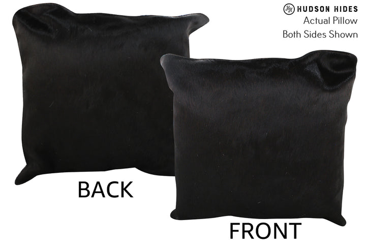Solid Black 20"x20" Brazilian Cowhide Pillow #75940 by Hudson Hides