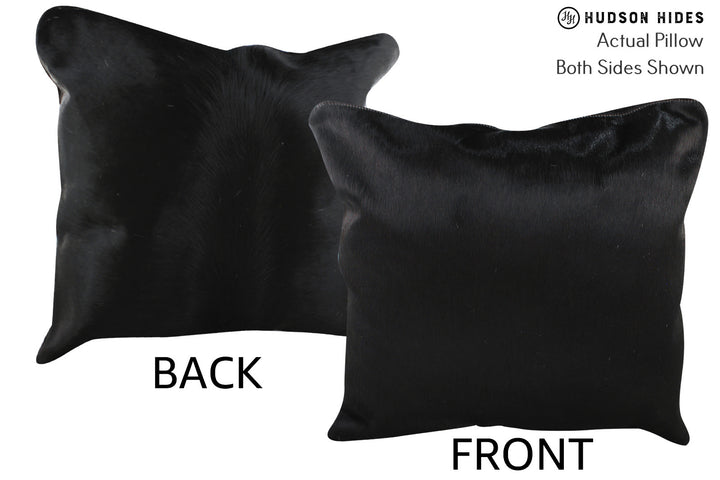 Solid Black 20"x20" Brazilian Cowhide Pillow #75944 by Hudson Hides