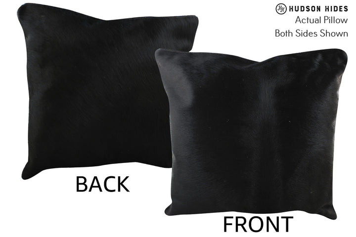 Solid Black 20"x20" Brazilian Cowhide Pillow #75954 by Hudson Hides