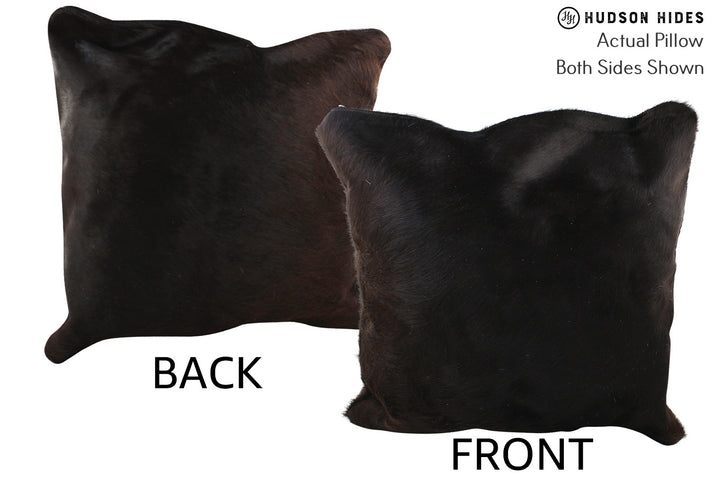 Solid Black 20"x20" Brazilian Cowhide Pillow #75956 by Hudson Hides