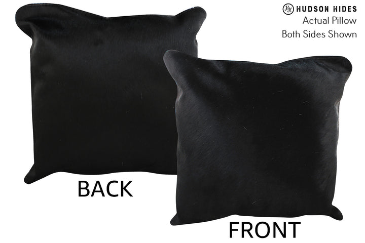 Solid Black 20"x20" Brazilian Cowhide Pillow #75975 by Hudson Hides