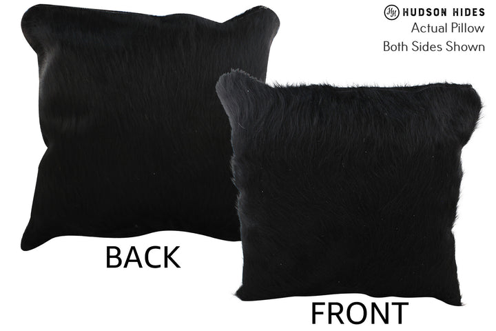 Solid Black 20"x20" Brazilian Cowhide Pillow #75996 by Hudson Hides