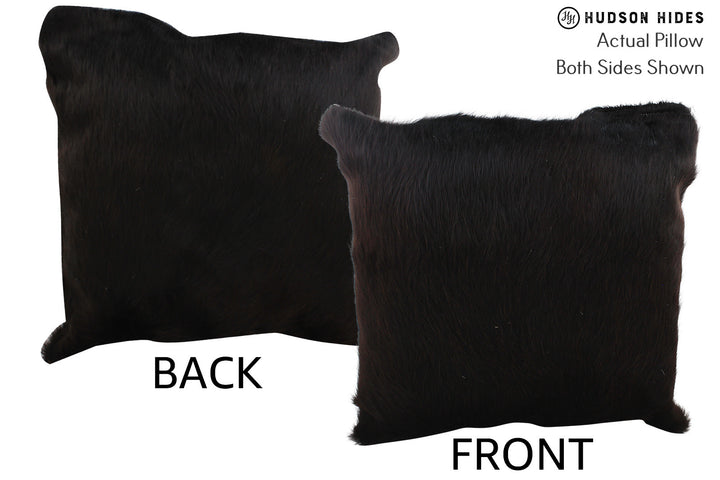 Solid Black 20"x20" Brazilian Cowhide Pillow #76008 by Hudson Hides