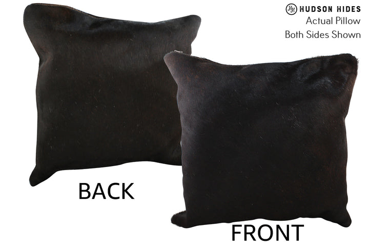 Solid Black 20"x20" Brazilian Cowhide Pillow #76016 by Hudson Hides