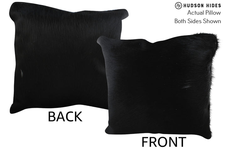 Solid Black 20"x20" Brazilian Cowhide Pillow #76052 by Hudson Hides