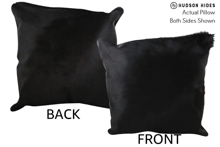 Solid Black 20"x20" Brazilian Cowhide Pillow #76057 by Hudson Hides