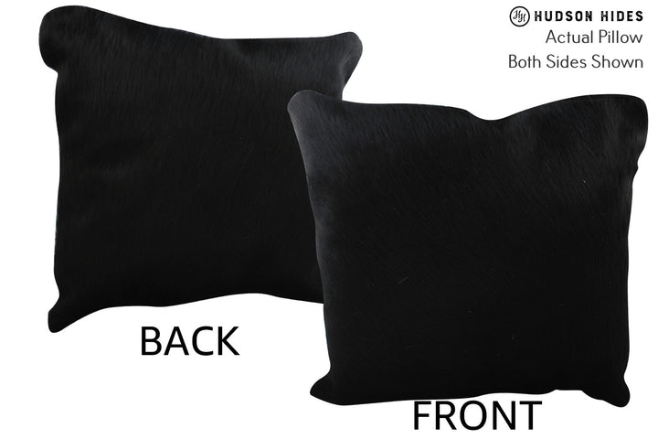 Solid Black 20"x20" Brazilian Cowhide Pillow #76061 by Hudson Hides