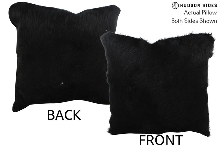 Solid Black 20"x20" Brazilian Cowhide Pillow #76092 by Hudson Hides