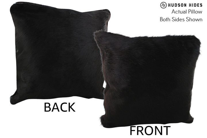 Solid Black 20"x20" Brazilian Cowhide Pillow #76098 by Hudson Hides