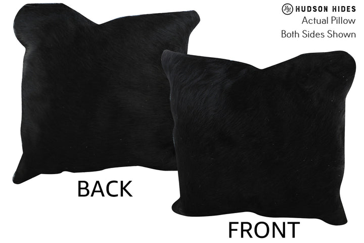 Solid Black 20"x20" Brazilian Cowhide Pillow #76112 by Hudson Hides