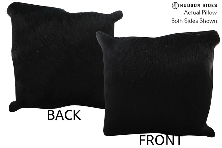 Solid Black 20"x20" Brazilian Cowhide Pillow #76122 by Hudson Hides