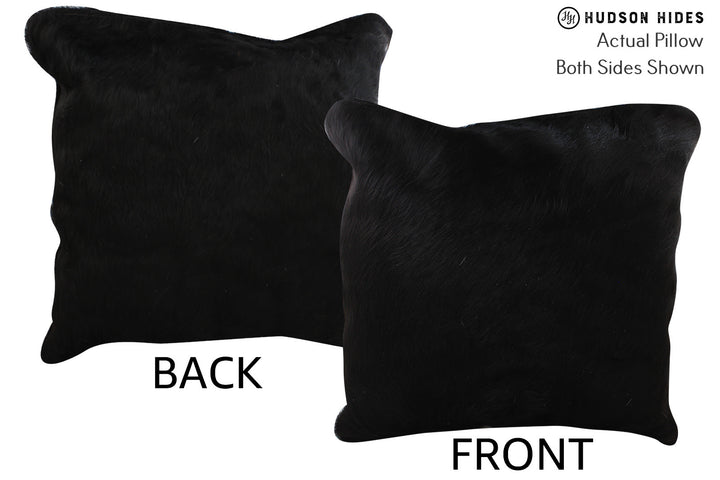 Solid Black 20"x20" Brazilian Cowhide Pillow #76184 by Hudson Hides