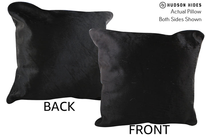 Solid Black 20"x20" Brazilian Cowhide Pillow #76192 by Hudson Hides