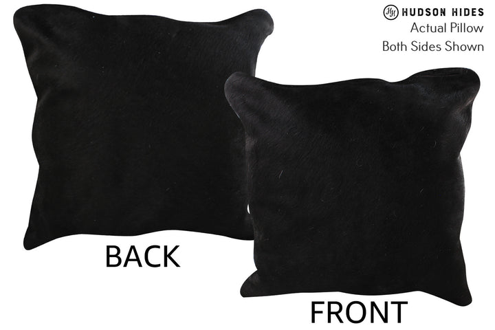 Solid Black 20"x20" Brazilian Cowhide Pillow #76214 by Hudson Hides