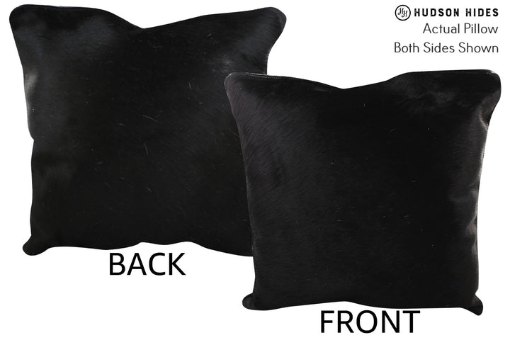 Solid Black 20"x20" Brazilian Cowhide Pillow #76239 by Hudson Hides