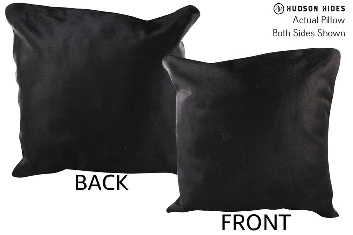 Solid Black 20"x20" Brazilian Cowhide Pillow #76281 by Hudson Hides