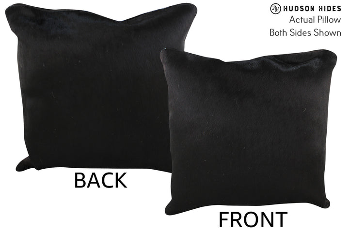 Solid Black 20"x20" Brazilian Cowhide Pillow #76288 by Hudson Hides
