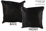 Solid Black 20"x20" Brazilian Cowhide Pillow #76294 by Hudson Hides