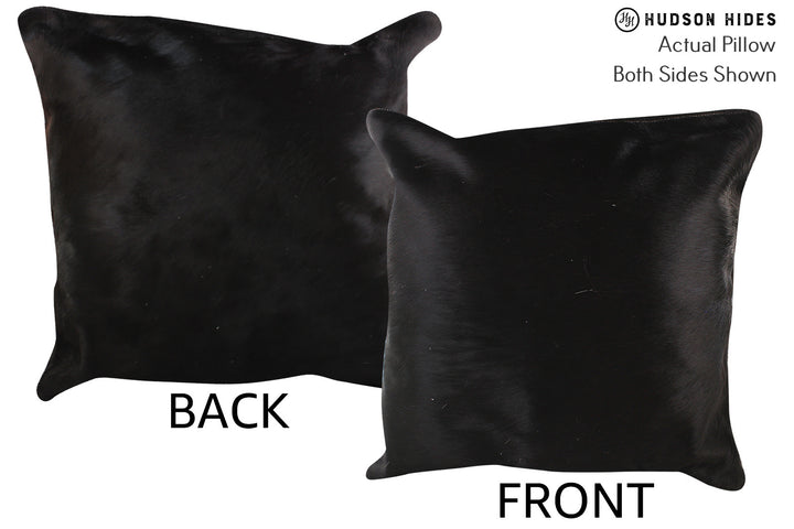 Solid Black 20"x20" Brazilian Cowhide Pillow #76294 by Hudson Hides