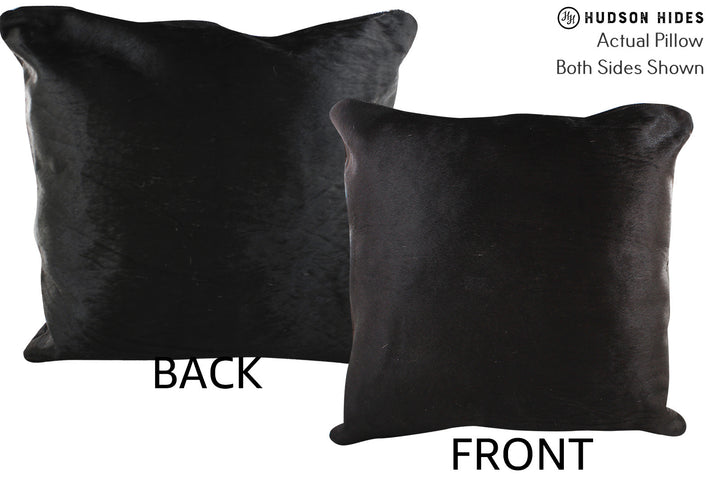 Solid Black 20"x20" Brazilian Cowhide Pillow #76301 by Hudson Hides
