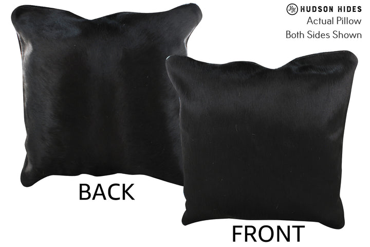 Solid Black 20"x20" Brazilian Cowhide Pillow #76324 by Hudson Hides