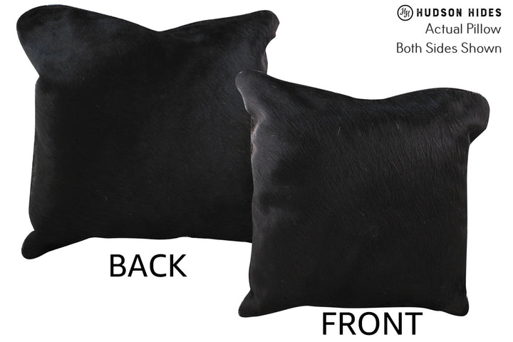 Solid Black 20"x20" Brazilian Cowhide Pillow #76332 by Hudson Hides