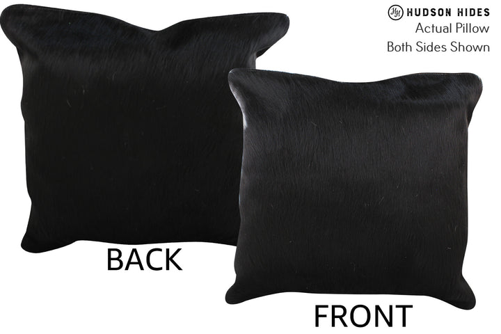 Solid Black 20"x20" Brazilian Cowhide Pillow #76338 by Hudson Hides