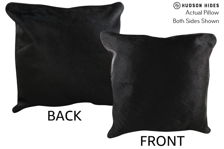 Solid Black 20"x20" Brazilian Cowhide Pillow #76342 by Hudson Hides