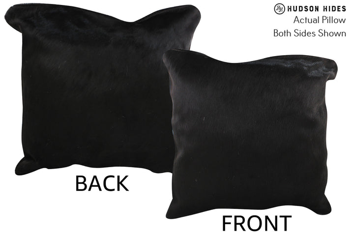 Solid Black 20"x20" Brazilian Cowhide Pillow #76352 by Hudson Hides