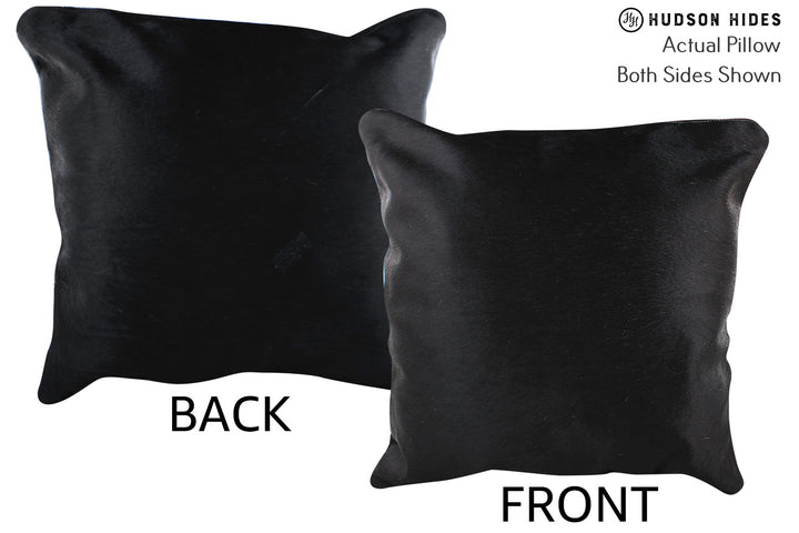 Solid Black 20"x20" Brazilian Cowhide Pillow #76357 by Hudson Hides