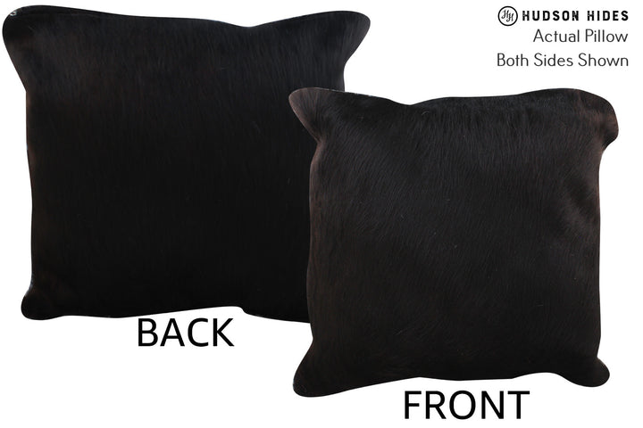 Solid Black 20"x20" Brazilian Cowhide Pillow #76362 by Hudson Hides