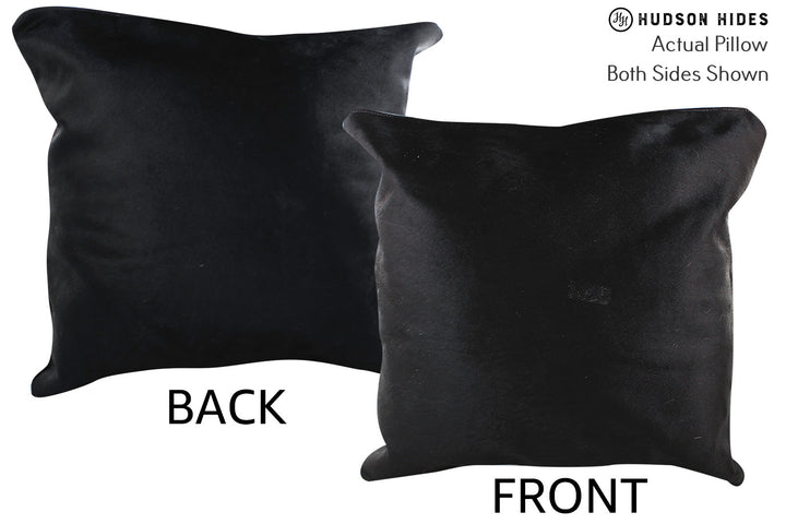 Solid Black 20"x20" Brazilian Cowhide Pillow #76365 by Hudson Hides