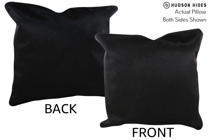 Solid Black 20"x20" Brazilian Cowhide Pillow #76371 by Hudson Hides
