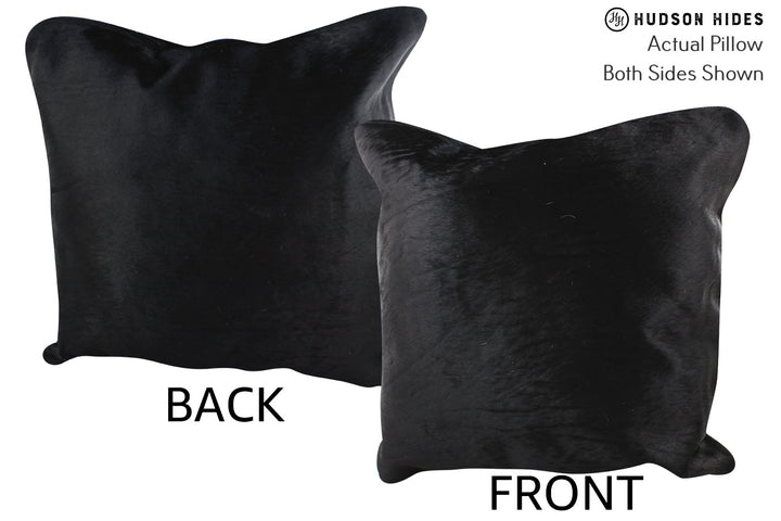 Solid Black 20"x20" Brazilian Cowhide Pillow #76383 by Hudson Hides